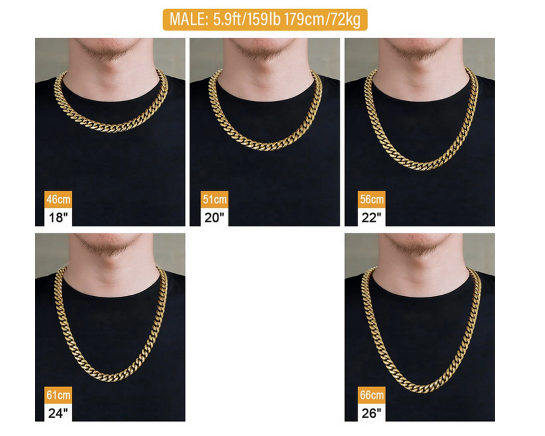12mm Mens 18k Gold Plated Miami Cuban Link Chain Monal Jewellery